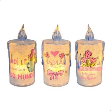 Imagem de Vela Decorativa Led A Pilhas Frases Dia Das Mães Ilumina Decora - Daru