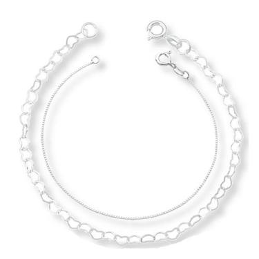Imagem de Kit 2 Pulseiras Prata Legítima 925 Coração E Veneziana - Lojas La&Ny, 