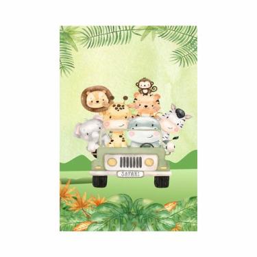 Imagem de Painel Festa Vertical em Tecido Casadinho Safari Aquarela Folhagens - 