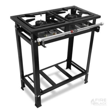 Imagem de Fogão 2 Bocas Industrial Alta Pressão 30x30 com kit instalação domésti