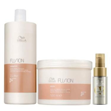 Imagem de Kit Wella Professionals Fusion Shampoo 1 Litro e Máscara 500gr + Oil R