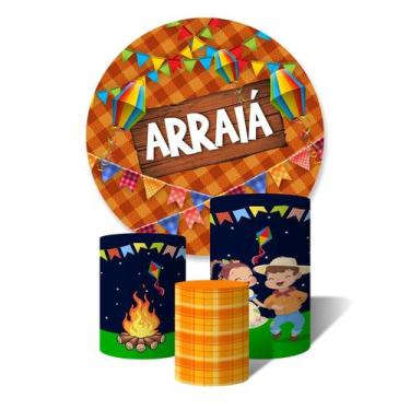 Imagem de Trio de Capas Cilíndricas + Painel Redondo Sublimado c/ Elástico Arrai