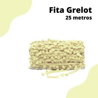 Imagem de Fita Pompom Amarelo Bebê 20mm Rolo Com 25 Metros - Nybc