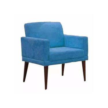 Imagem de Poltrona Decorativa Emília Pés Palito Suede - DS Móveis, Azul Marinho