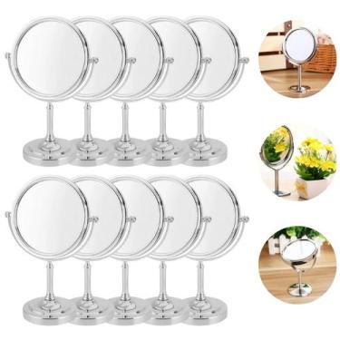 Imagem de 10 Espelhos de Mesa Redondo Giratório Dupla Face Zoom 14cm - Bm36