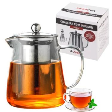 Imagem de Chaleira De Vidro Com Infusor De Chá Inox Bule Cozinha 550ml - Uny Hom