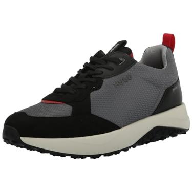 Imagem de HUGO Tênis masculino de corrida com material misto, Preto/cinza tubarão, 45
