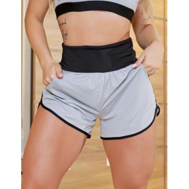 Imagem de Short Feminino Esportivo Running com Bolso - Fitmoda, Cinza, Preto, G