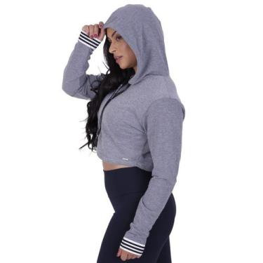 Imagem de Cropped moletinho algodão feminino casual capuz orbis - Orbis Fitness