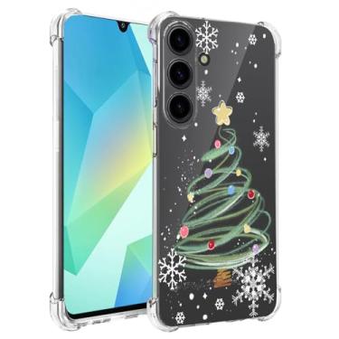 Imagem de Ftonglogy Capa para Samsung Galaxy A16 5G: Design floral de flores claras e fofas para meninas e mulheres, capa de celular de silicone à prova de choque (árvore de Natal)