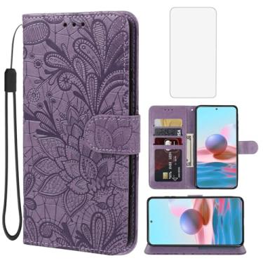 Imagem de Gufuwo Capa para Redmi Note 10/Redmi Note 10S/Redmi Note 11SE 4G/Poco M5S Capa carteira com protetor de tela de vidro temperado, capa flip de couro com suporte para cartão de crédito para Xiaomi Redmi