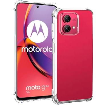 Imagem de USTIYA Capa para Motorola Moto G84 TPU transparente quatro cantos capa protetora transparente macia