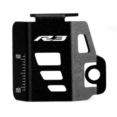 Imagem de Mokiton Tampa de proteção de óleo da bomba do reservatório de fluido de freio traseiro da motocicleta compatível com YAMAHA YZF R3 2015-2023 2024 | Protetores de tanque de gás YZF-R3 YZFR3 Acessórios
