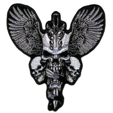 Imagem de Hot Leathers Patch de punhais de crânio (10 cm de largura x 10 cm de altura)