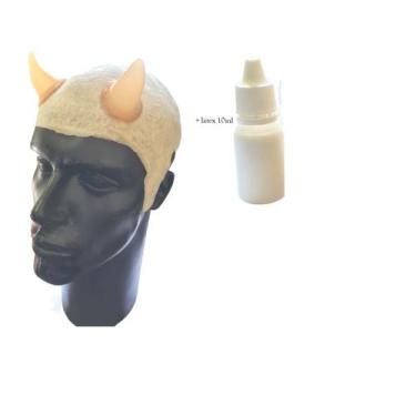 Imagem de Prótese careca de látex com chifres + látex 10ml- Fantasia - Lynx