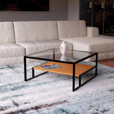 Imagem de Mesa De Centro Industrial Moderno Toledo Preto E Tampo Canela Marrom