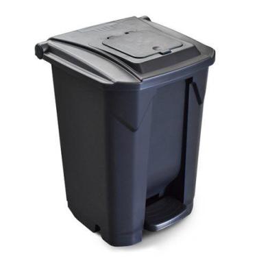 Imagem de Lixeira Cesto 60 Litros Preta C/ Roda e Pedal Tampa 1 Click 25752PM Ar