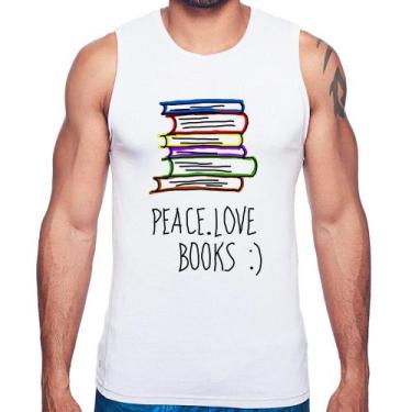 Imagem de Regata Peace Love Books - Foca na Moda, Branco, GG