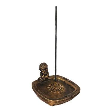 Imagem de Incensario Quadrado Pratinho Buda Porta Incenso Cor Dourado - DC