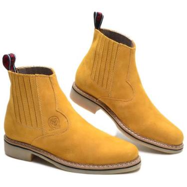 Imagem de Botina Masculina Couro Bota Lisa Cano Baixo - ClaCle, 40, Amarelo
