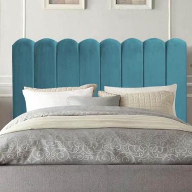 Imagem de Cabeceira Estofada Alanis 140CM Casal Suede Azul Turquesa - D A DECOR 