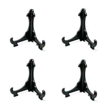 Imagem de Kit 4 Peças Suporte P/ Pratos e Azulejos Preto 20cm Grande - AC