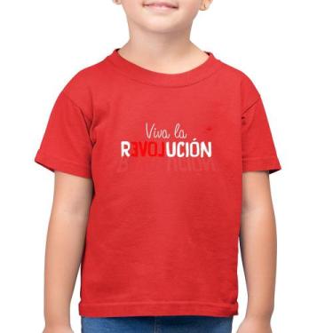 Imagem de Camiseta Algodão Infantil Viva la Revolución - Foca na Moda, Vermelho,