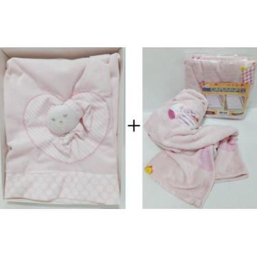 Imagem de Kit 2 Jolitex ! Cobertor Edredom Bordado + Manta Bebê Menina, Rosa, Ún