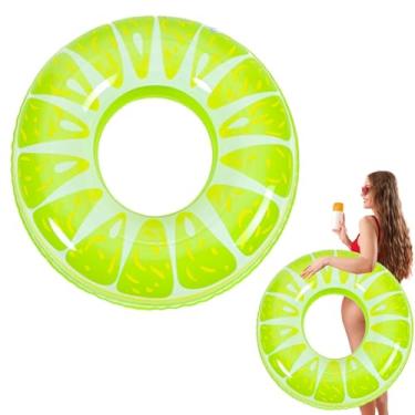 Imagem de Flutuador para piscina de limão, flutuador para piscina de frutas,Anéis de natação de frutas, jangada com tubo de natação laranja limão melancia kiwi - Brinquedos de festa de verão para piscina portát