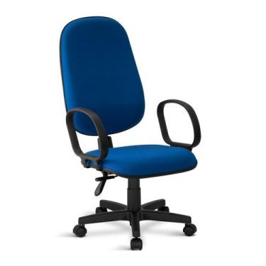Imagem de Cadeira Presidente Turim Giratória Back com Braços Azul - Flex Cadeira