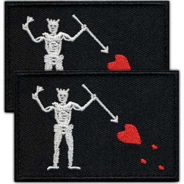 Imagem de Laughing Lizards Patch tático Barba Negra (pacote com 2) | Adesivo de gancho e laço Edward Teach Sigil Barba Negra Bandeira de Pirata, Remendos táticos Divertidos para Mochilas, Chapéus, Bolsas e