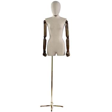 Imagem de Multiuso Manequim de aço de vidro Manequim de meio corpo feminino Manequim de superfície de serapilheira com suporte destacável Altura total ajustável Janela