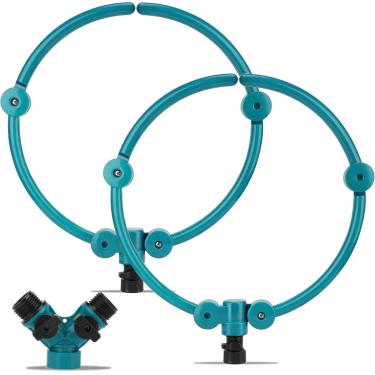 Imagem de HEYTIMI Aspersor de água de árvore 360° Sistema de irrigação de raízes círculo segmentado Y divisor de mangueira plantas ao ar livre canteiros elevados arbustos árvores plantas aquáticas cães lavagem