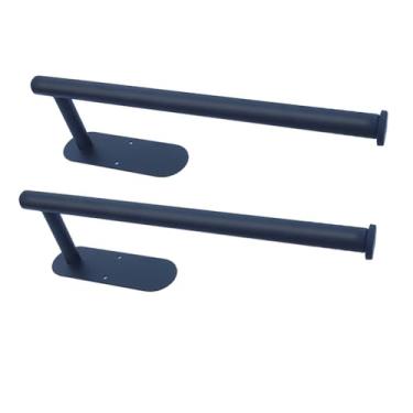 Imagem de Porta-lenços de aço inoxidável de cozinha, suporte de papel de rolo de armário, novo armário suspenso, suporte de pano, suporte de papel higiênico de banheiro, haste de papel preta