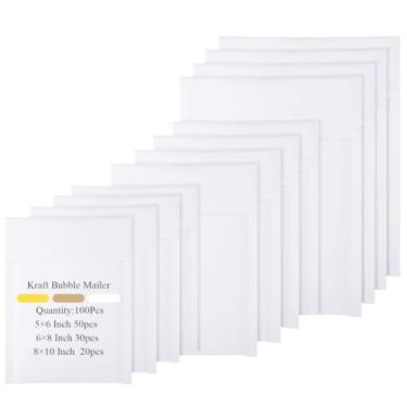 Imagem de Yeyeplum 100 peças Kraft Bubble Mailers 3 tamanhos de envelopes de bolha acolchoados Kraft Poly Mailers Envelopes de envio Envelopes de envio Envelopes de correio Sacos de bolha para CDs livros