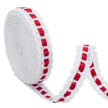 Imagem de BENECREAT Acabamento de renda de algodão de 10 metros com fita de poliéster, acabamento de renda de crochê de 1,7 cm para acessórios de vestuário, decoração de presente, suprimentos de artesanato de