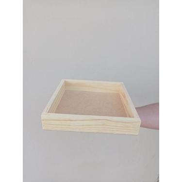 Imagem de Bandeja  de pinus cesto fundo mdf cantinho do café 25x25x5  - Leal art