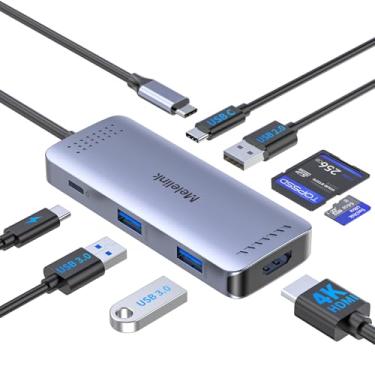 Imagem de Melelink Hub USB C 8 em 1 com HDMI 4K, Carregamento PD de 100 W, Leitor de Cartão SD/TF, 1 x USB 2.0/USB-C e 2 x USB-A 3.0, Adaptador HDMI para MacBook, iPad, Dell