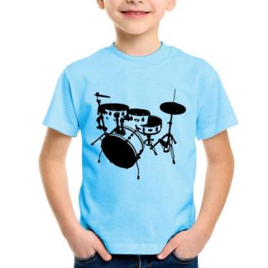 Imagem de Camiseta Infantil Bateria Música Baterista - Foca na Moda, Azul bebê, 
