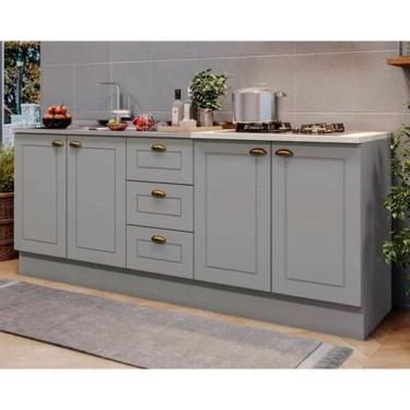 Imagem de Kit Cozinha Modulada 3 Peças Americana 2balcões + 1 Complemento Sem Pia Cz138 Cinza