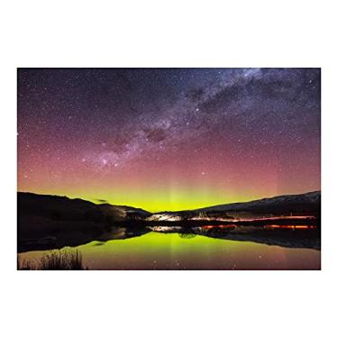 Imagem de Céu estrelado cintilante, aurora boreal, arte de parede, paisagem, imagens - impressão de pinturas panorâmicas em tela - impressões de pôster de luzes do norte - imagens de parede para sala de estar