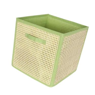 Imagem de Yajuyi Organizador de armazenamento de cesta de lavanderia dobrável Organizador de brinquedos Roundry cesto de roupas sujas para viagens para a faculdade, Verde