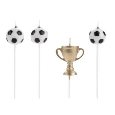 Imagem de Vela Aniversário Futebol Taça Bola 3D Colorida - 04 unid - Silverfesta