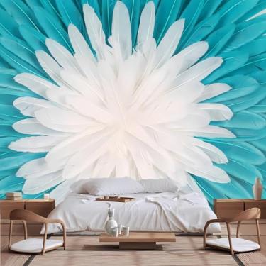 Imagem de Lcythiazole Mural de penas de tamanho personalizável - papel de parede colorido de penas, papel de parede artístico, fundo de penas, autoadesivo, para sala de estar e escritório