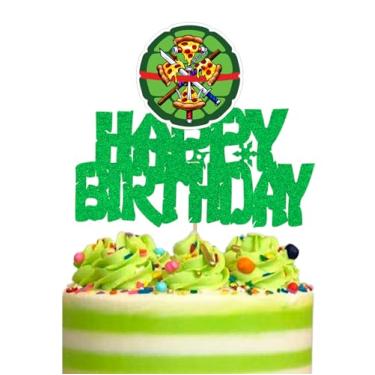 Imagem de Turtle Cake Topper Anime Hero Cake Topper Happy Birthday Turtle Weapon Decorations for Birthday Party Decorations Party Supplies