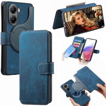 Imagem de Ysnzaq Capa carteira magnética destacável 2 em 1 para Xiaomi Poco X7 Pro/Redmi Turbo 4, capa flip de couro PU com bloqueio RFID e suporte para cartões e suporte para Xiaomi Poco X7 Pro XMG azul