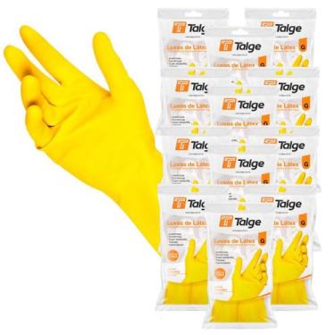 Imagem de Luva Latex Limpeza Multiuso Reutilizável Amarela 12 Pares - Talge, P