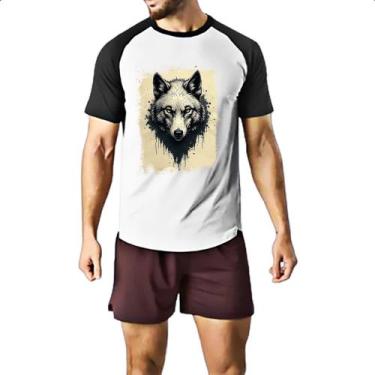 Imagem de Camiseta Raglan Lobo face pintura em papiro - Alearts, GG