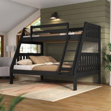 Imagem de Beliche 1018 Twin Full Madeira de Pinus Acabamento Preto