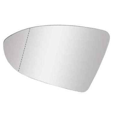 Imagem de Riloer Vidro espelhado lateral de substituição aquecido com placa traseira lado esquerdo do motorista, vidro branco, 2015-2021 compatível com VW Golf MK7, vidro retrovisor elétrico aquecido